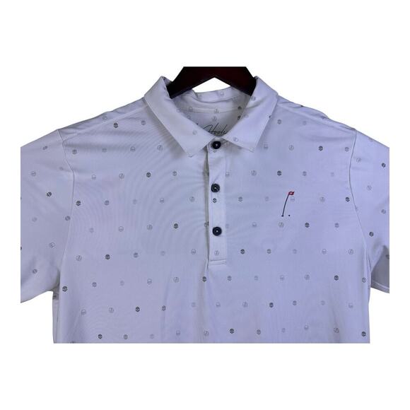 Hoolie Golf Polo Shirt White Size Medium Skulls Made in the USA - Picture 1 of 12